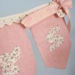 Pink Linen And Lace Mr Ans Mrs Wedding Banner